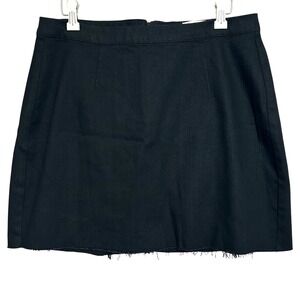 Reformation Jeans Evie Skirt Black Mini Raw Hem Stretch Denim Size 31